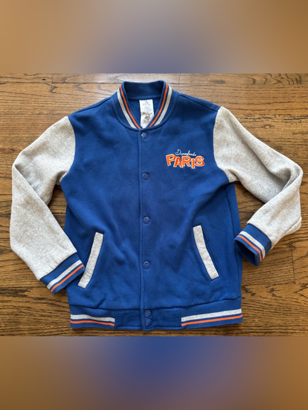 Disneyland Paris Mickey Pluto Varsity Jacket Youth 9/10 Blue Bomber Snap Front